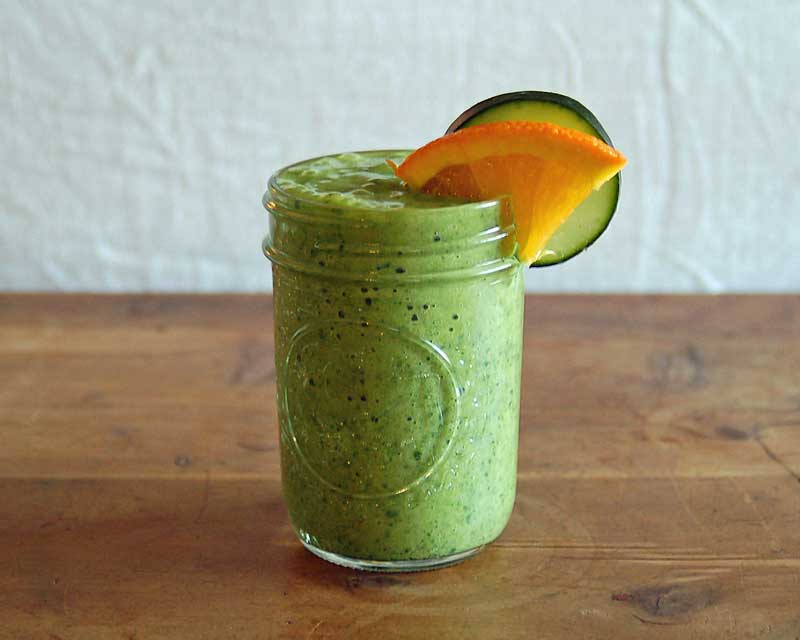 Glass of 'mint morning' smoothie